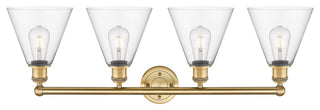 Berkshire 4-Light 35" Bath Vanity Light, Brushed Brass Finish, Clear Shade