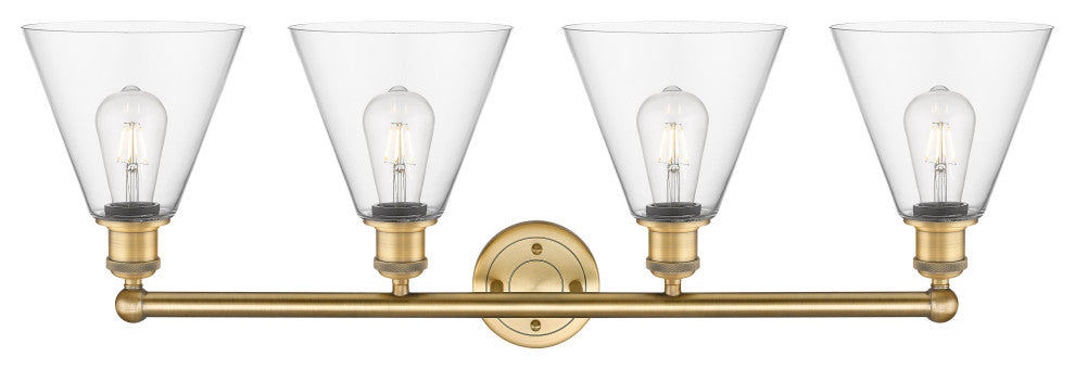 Berkshire 4-Light 35" Bath Vanity Light, Brushed Brass Finish, Clear Shade