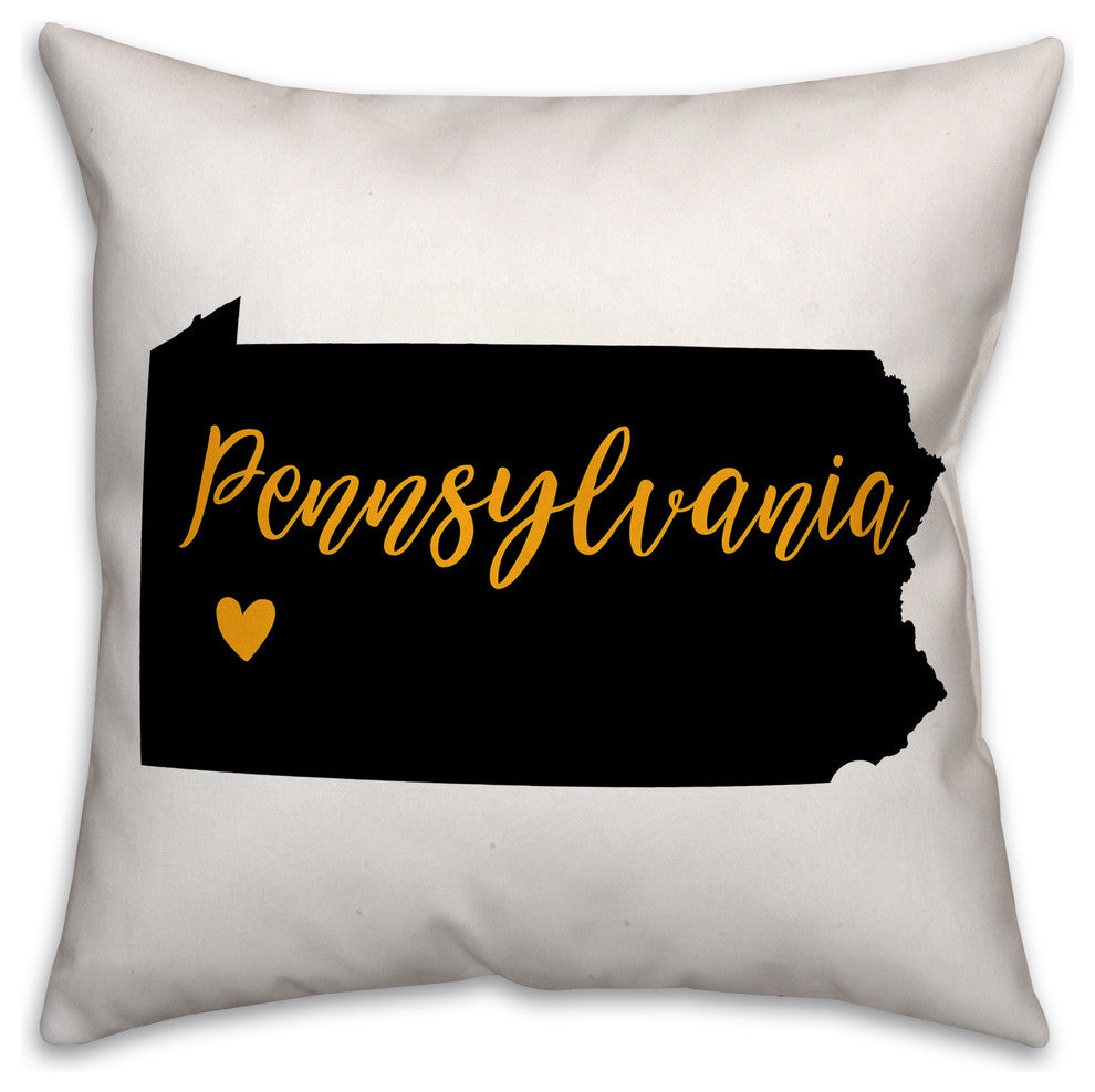 Black and Yellow Pennsylvania Pride 16x16 Spun Poly Pillow