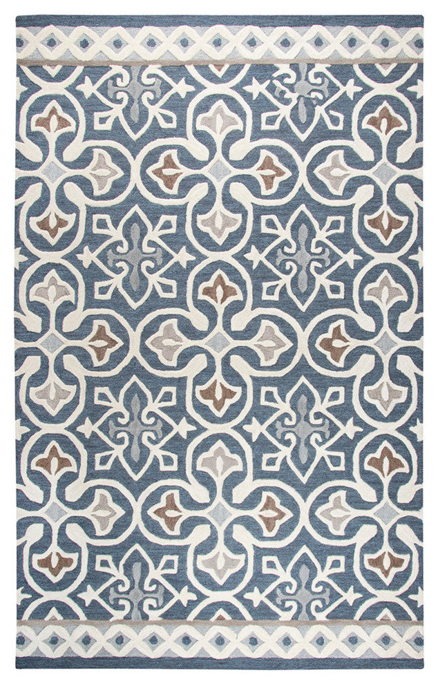 Rizzy Home Opulent OU574A Blue/Gray Medallion Area Rug, Rectangular 8'x10'