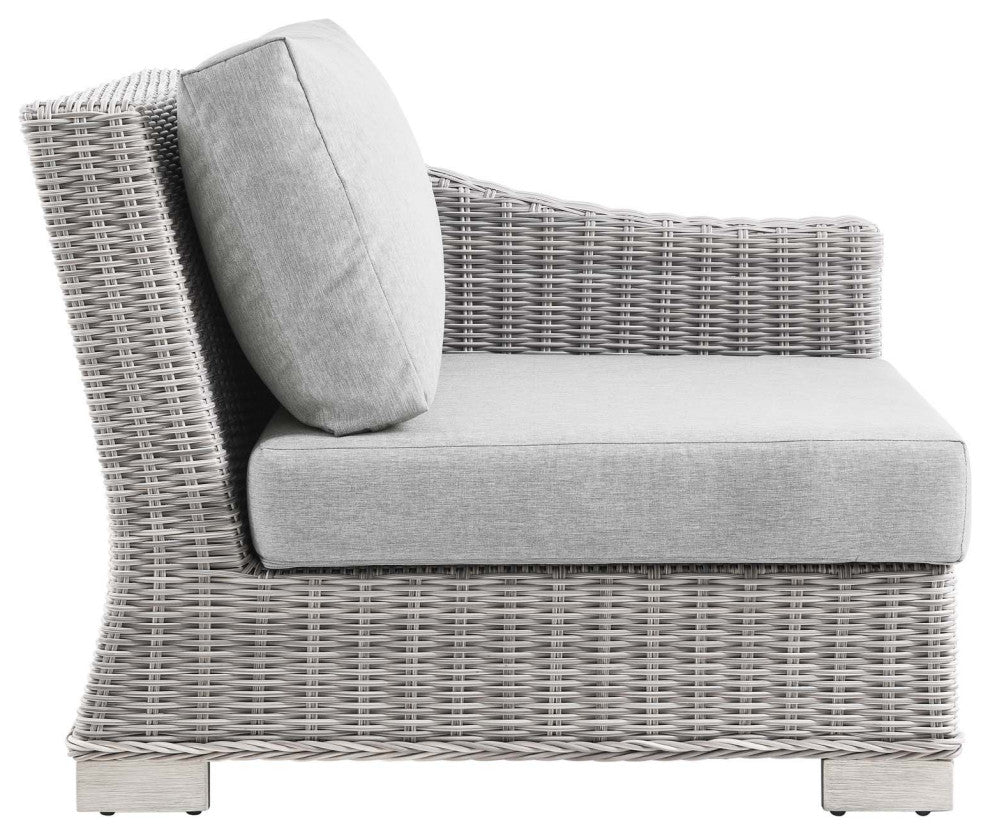Conway Outdoor Patio Wicker Rattan Right-Arm Chair Light Gray Gray