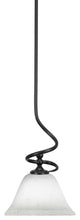 Capri 1-Light Mini Pendant with Hang Straight Swivel, Matte Black/White Muslin