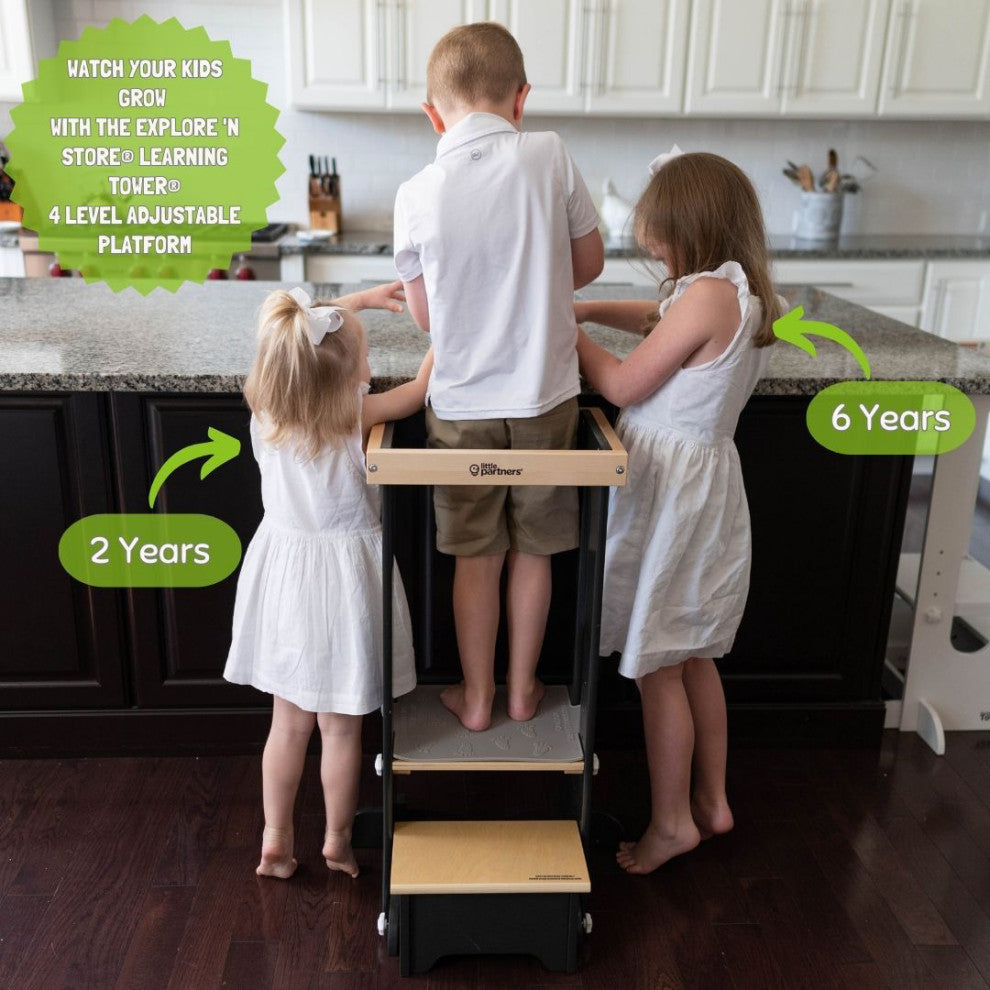 Little Partners Explore ''N Store Learning Tower, Charcoal/Natural Platform
