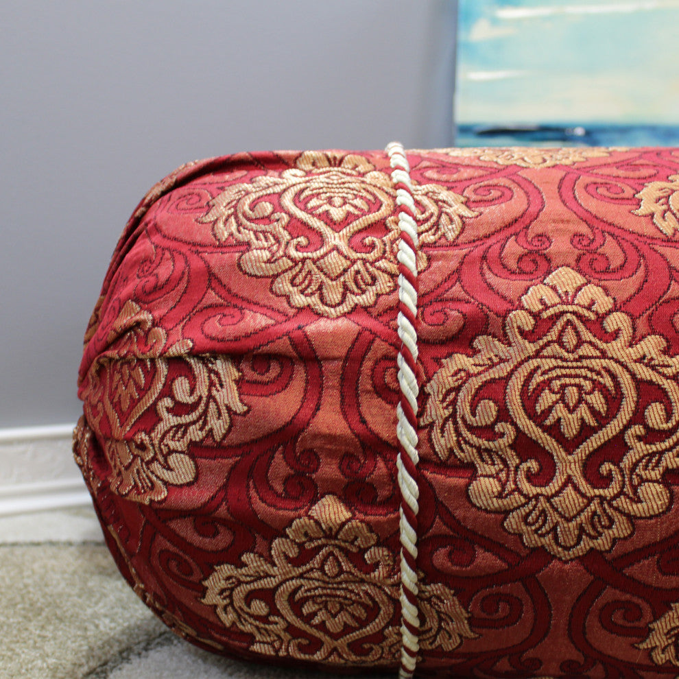 Natural Geo Gold/Red Gao Takiya Bolster Pillow, Set of 2