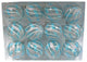 Clear Ball Ornament With Aqua, Silver And White Swirls Design, 12-Pack