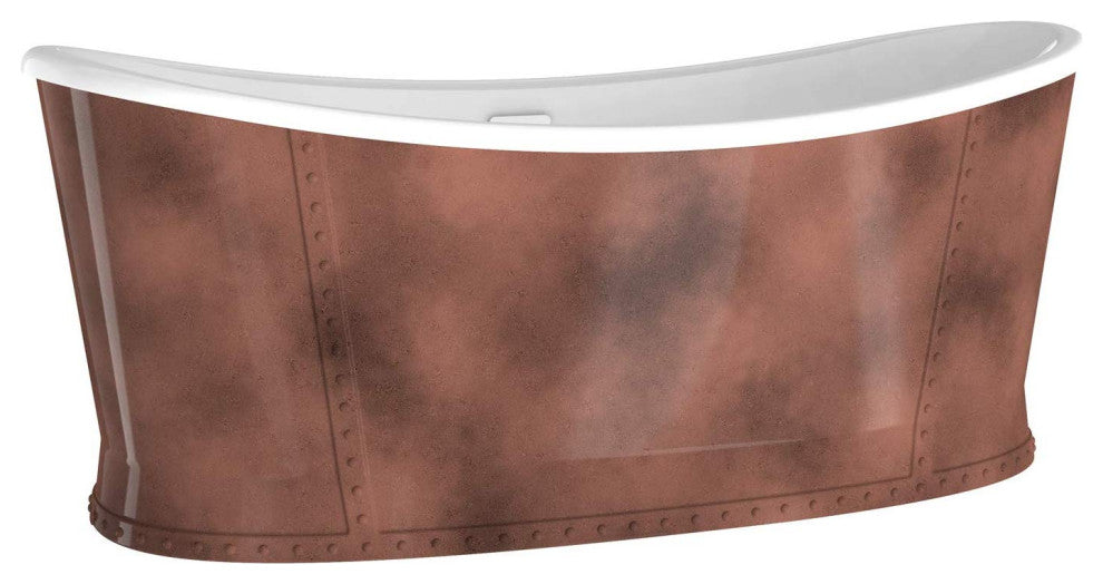 HEATGENE 66" Acrylic Freestanding Bathtub Vintage Soaking Tub, Bronze