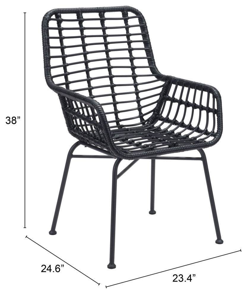 Dining Chair, Set of 2, Aluminum, Metal, Black, Outdoor Patio Balcony Garden