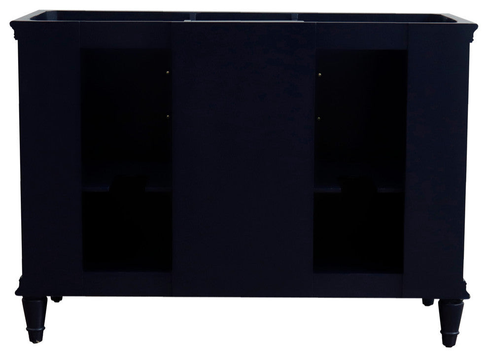 49" Double Vanity, Blue Finish With Black Galaxy And Rectangle Sink