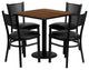 30'' Square Walnut Dining Laminate Table Set, 4 Grid Back Metal Chairs