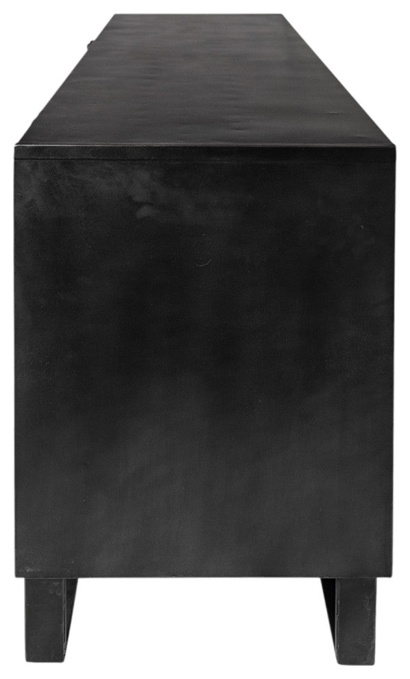 82" Brown and Black Solid Wood Three Drawer Sideboard With 2-Doors