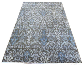 6x9'3 Handmade Chocolate Brown Ikat Peshawar Oriental Rug