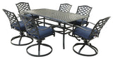 Fletcher Aluminum 7-Piece Dining Set, Espresso Brown/Navy Blue