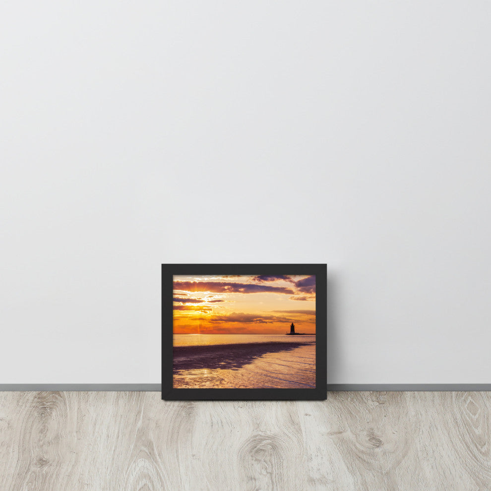 Cape Henlopen at Sunset Coastal Landscape Framed Photo Paper Wall Art Prints, Black, 8" X 10"