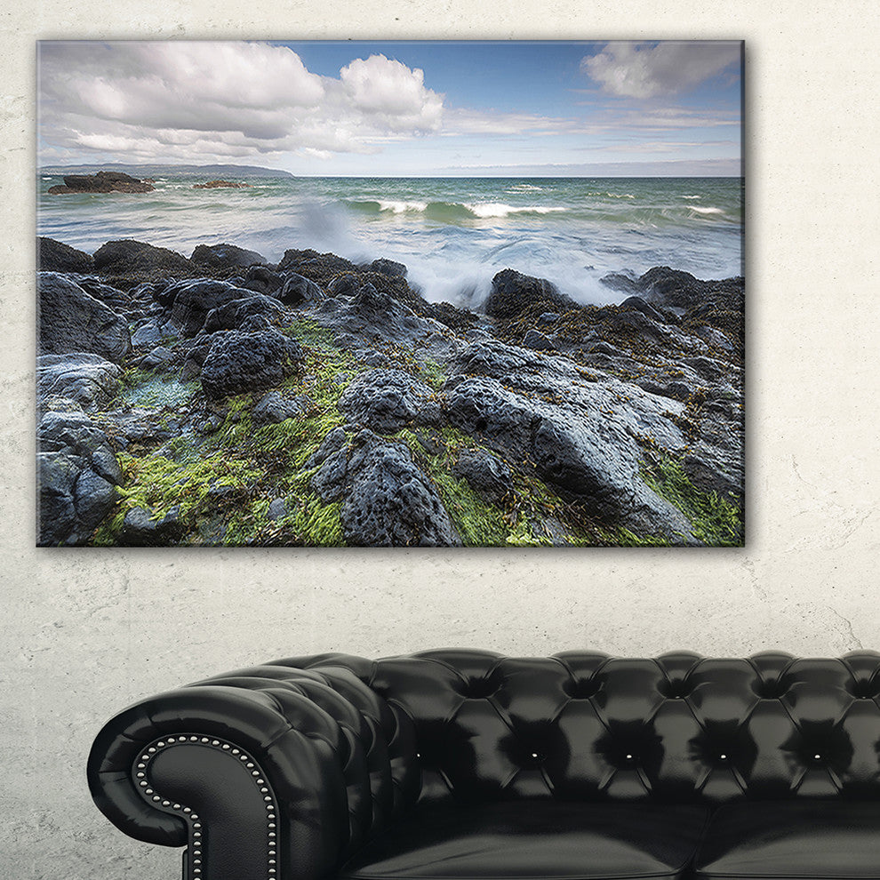 "Rocky North Ireland" Seashore Photography Canvas Print, 32"x16"