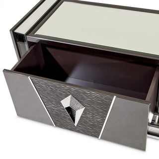 Carmela Media Cabinet Glossy Charcoal Sand