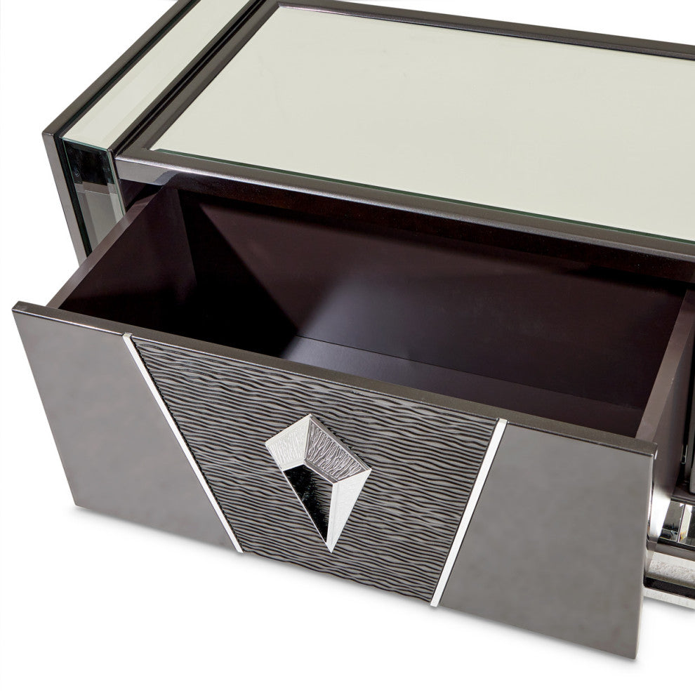 Carmela Media Cabinet Glossy Charcoal Sand