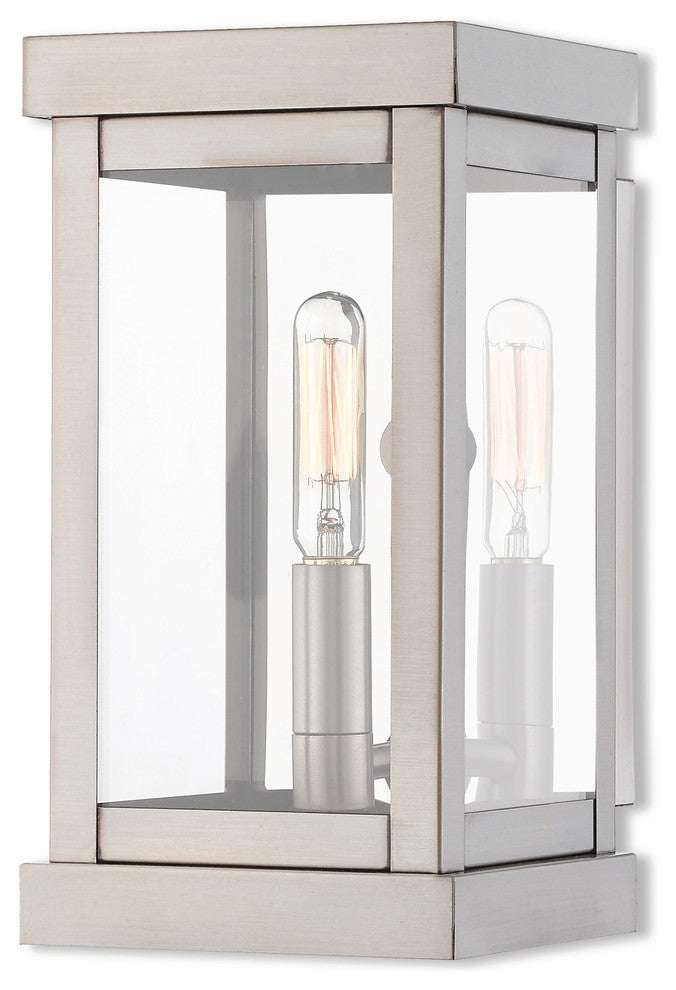 1 Light Outdoor Wall Lantern, Brushed Nickel