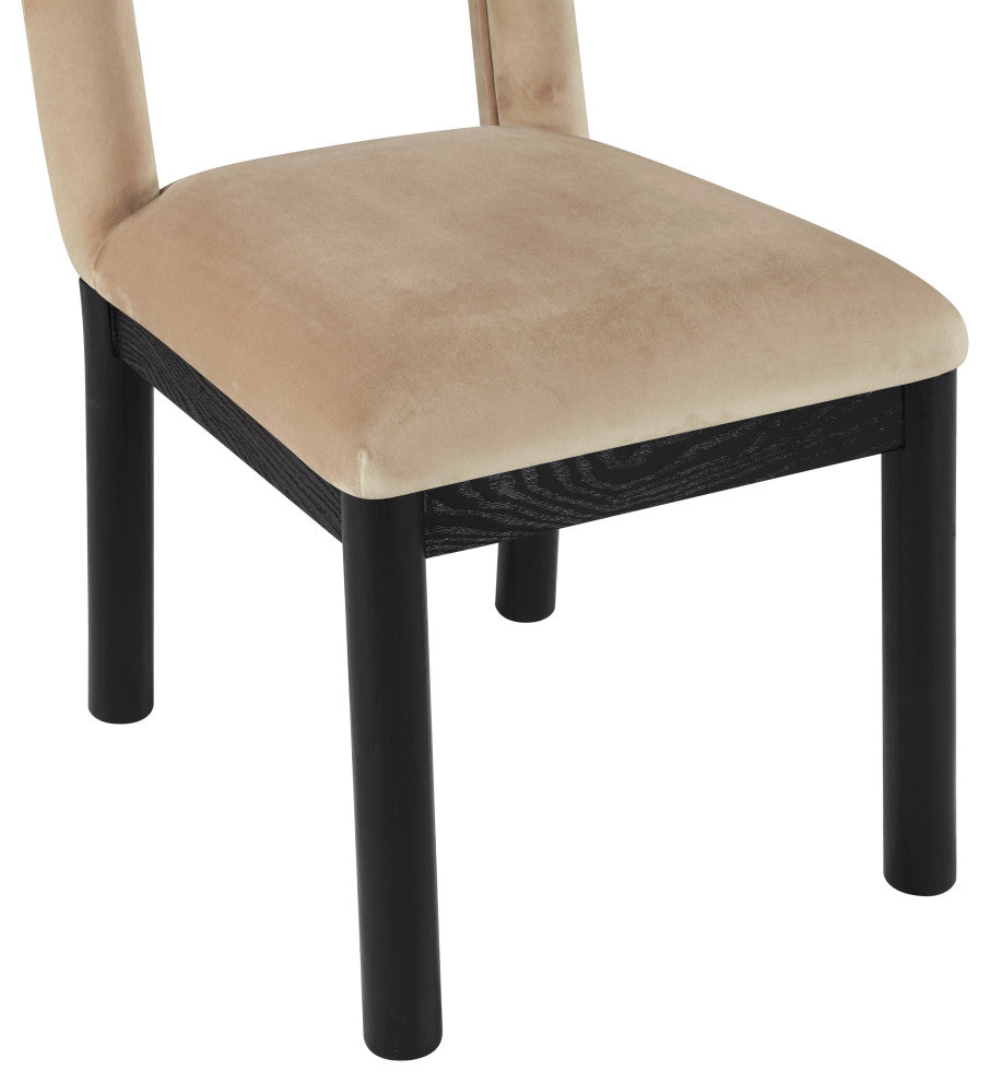 Conrad Upholstered Dining Chair, Beige, Velvet, Black Finish