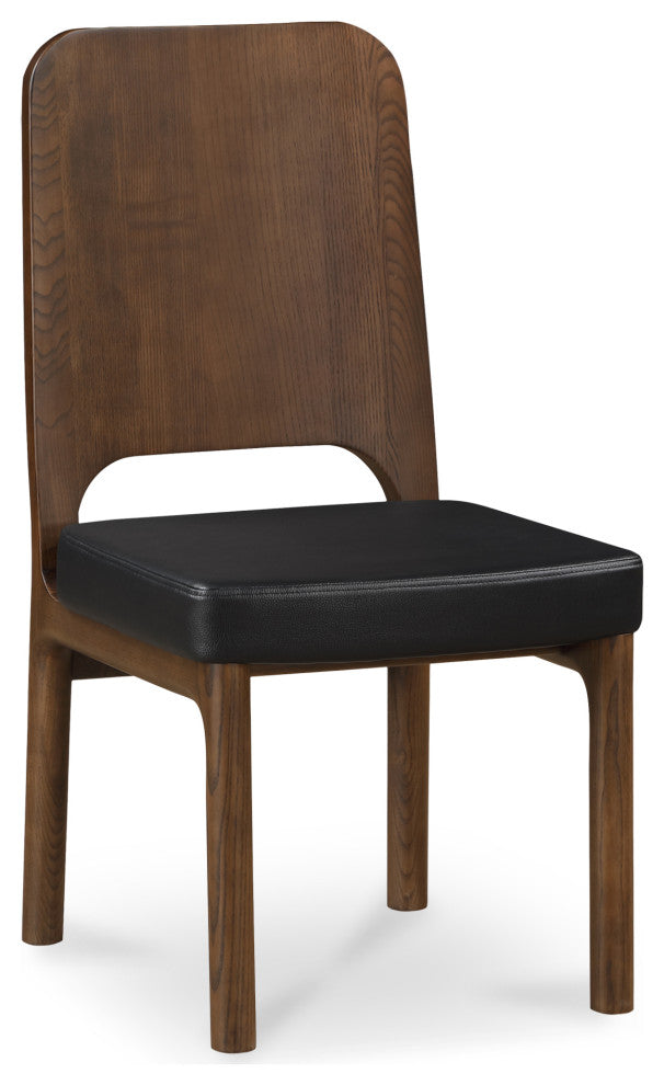 Kerr Dining Chair Walnut Stained Black Vegan Leather-Set of Two