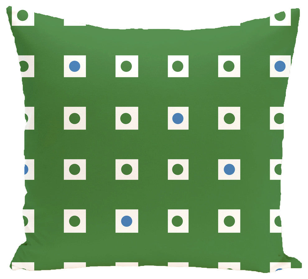 Hip To Be Square Geometric Print Pillow, Leaf Green, 16"x16"