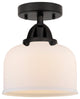 Large Bell Semi-Flush Mount, Matte Black, Matte White, Matte White