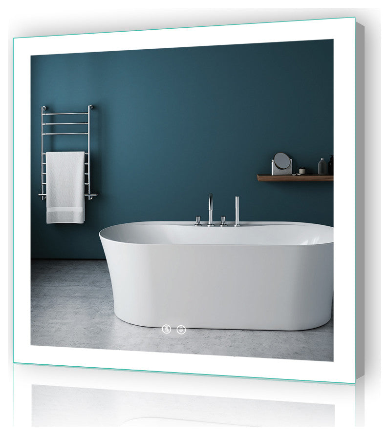 Vanity LED Lighted Backlit Wall Mounted Bathroom Mirror, 36x36", 2 Buttons