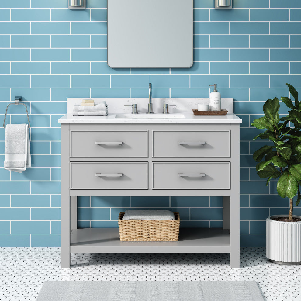 Avanity Brooks 42" Vanity, Chilled Gray and Cala White Engineered Top