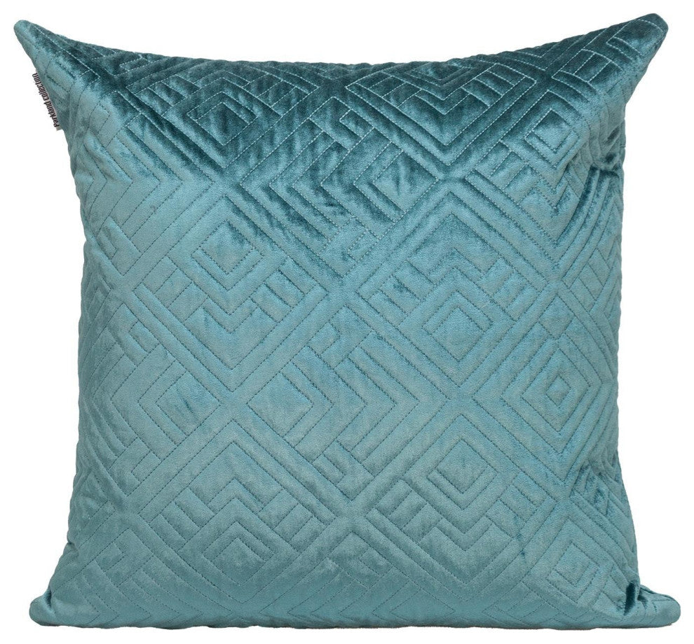 Quilted Teal Decorative Throw Pillow