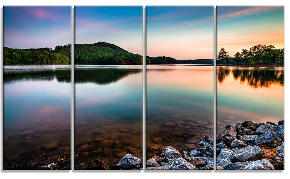 Lake Allatoona at Red Top Mountain, Seashore Canvas Print, 48"x28", 4 Panels