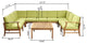 GDF Studio Judith Outdoor 9 Seater Sectional Sofa Set With Cushion, Teak/Green