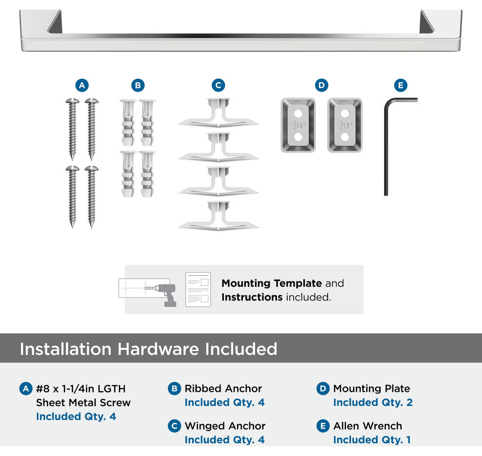 Amerock Blackrock Contemporary Towel Bar, Chrome, 18" Center-to-Center