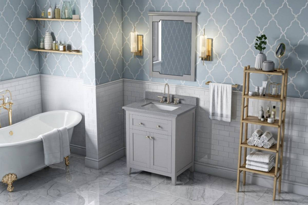 Chatham Traditional 30" Grey Single Sink Vanity, Steel Grey Cultured Marble Vani
