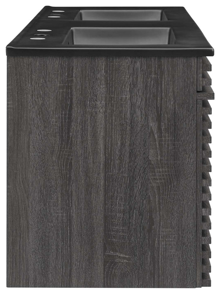 Render 48" Wall-Mount Bathroom Vanity, Charcoal Black
