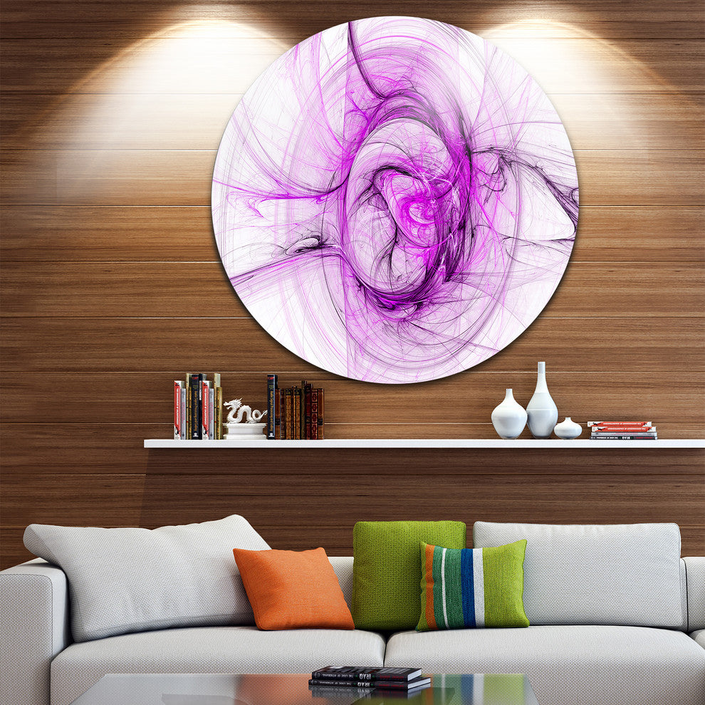 Wisps Of Smoke Purple, Abstract Digital Art Round Wall Art, 23"