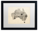 Michael Tompsett 'Australia Postcard Map' Matted Framed Art, White Mat, 20"x16"