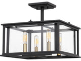 Quoizel CDL1714EK Four Light Semi-Flush Mount, Earth Black Finish