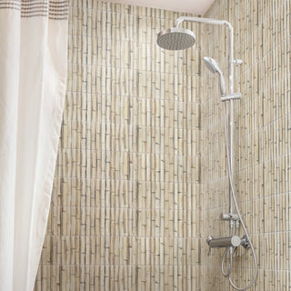 Bamboo Haven Sandy White Ceramic Wall Tile Sample