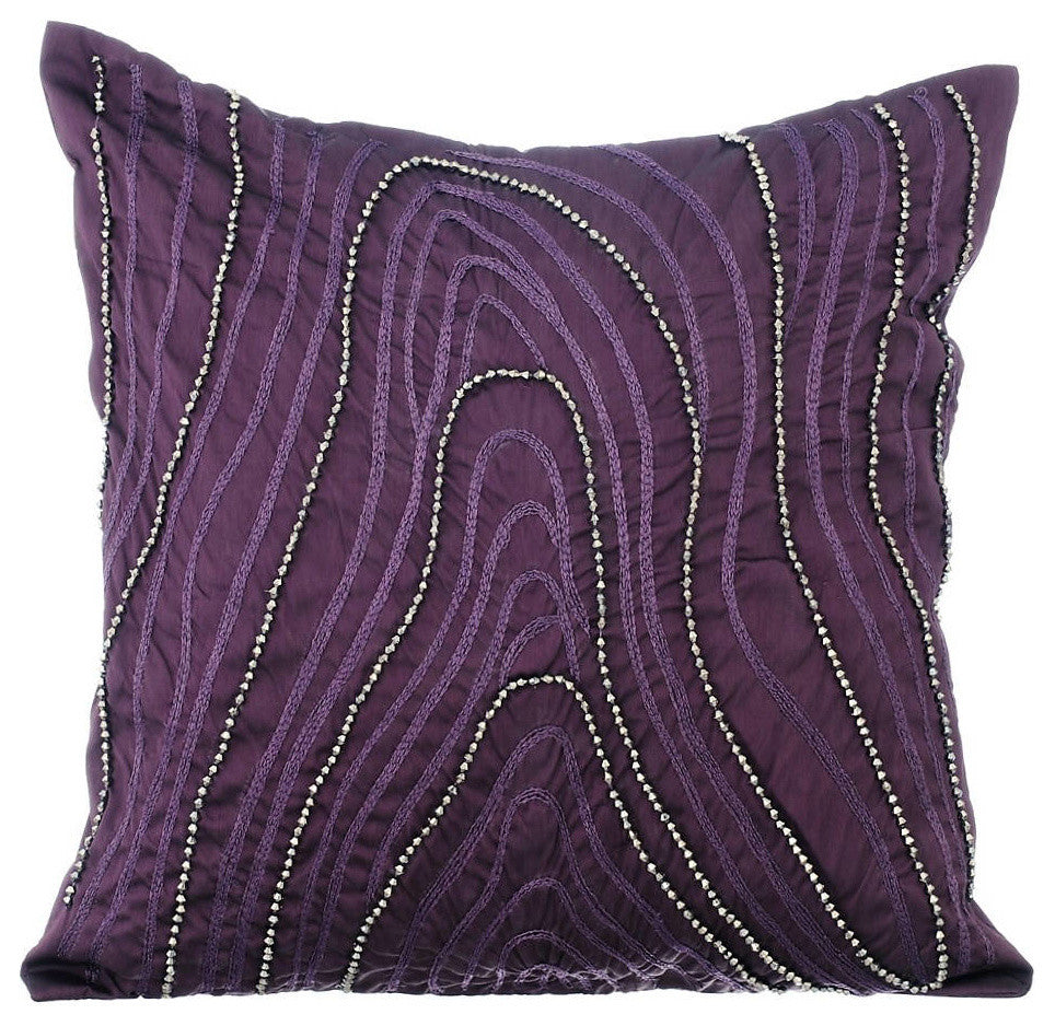 Purple Decorative Pillow Shams 24"x24" Silk, Purple Circuit