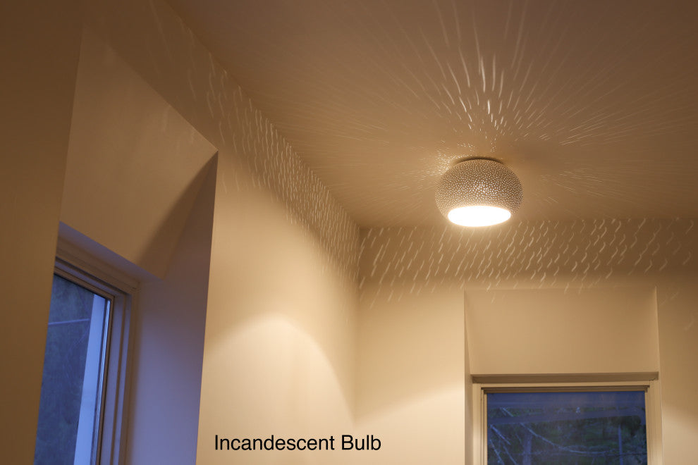 CLAYLIGHT FLUSH MOUNT 12": Minimal Lighting | Ceramic Hanging Lamp, Dot Patten, Incandescent Bulb