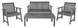 4' Weatherly Bench, Chairs, Conversation Table, 4-Piece Set, Coastal Teak