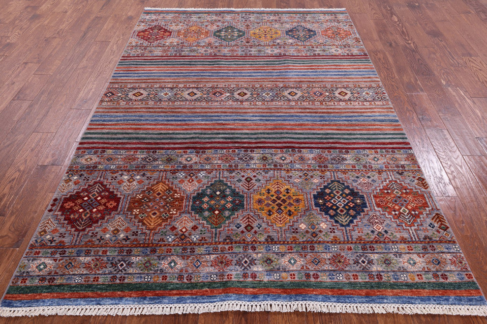 5' 10" X 8' 4" Super Kazak Khorjin Hand-Knotted Wool Rug Q10226