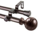 Arman Double Curtain Rod, Cocoa, 28-48"