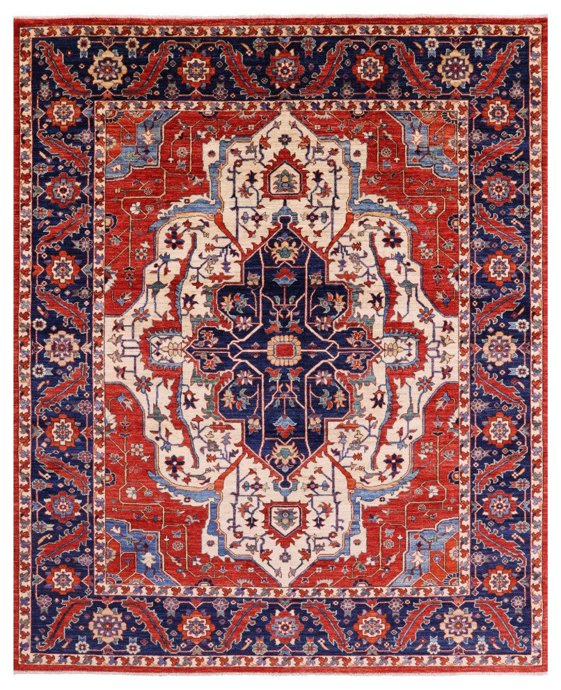 8' 1" X 9' 9" Persian Fine Serapi Hand-Knotted Wool Rug - Q12660
