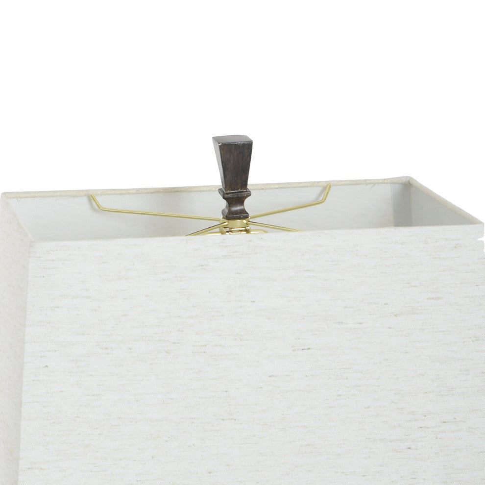 Asher - Linear Embossed Resin Table Lamp - Espresso Brown, Antique Brass