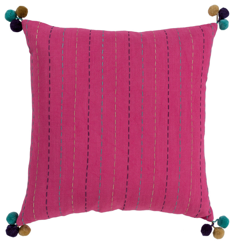 Surya Dhaka DH-001 22"x22" Pillow Kit, Violet/Tan/Pink/Aqua