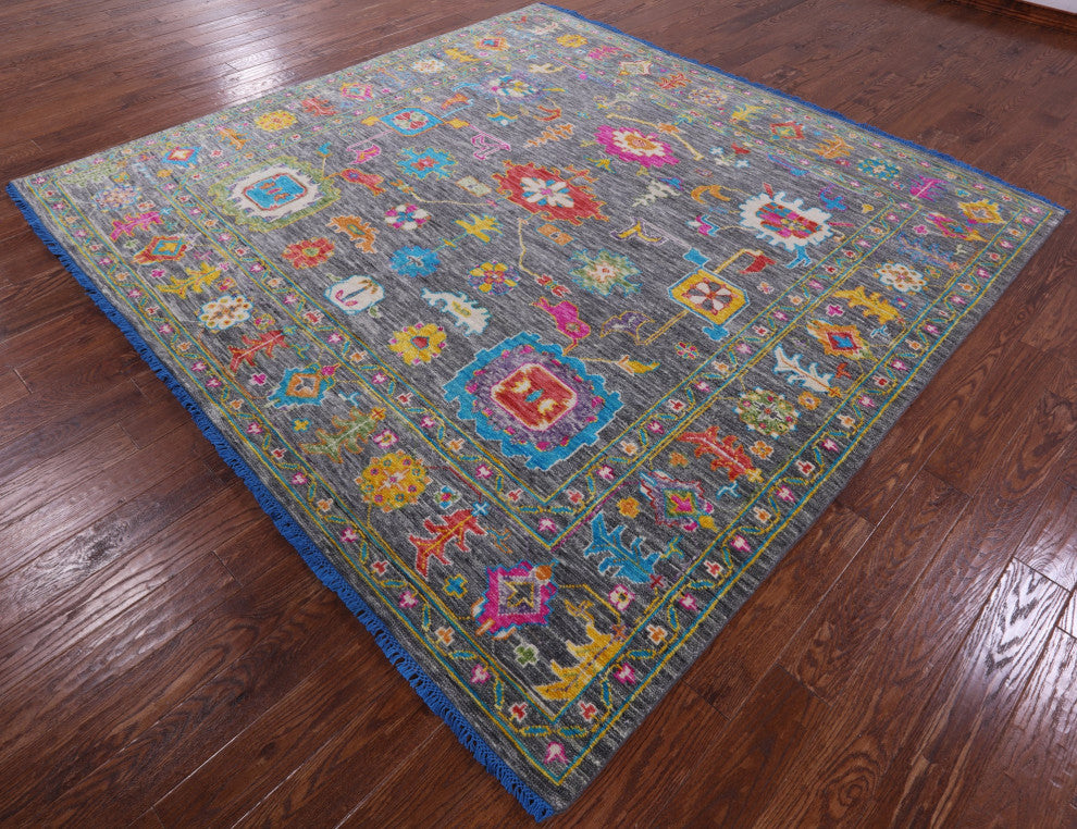 9' Square Turkish Oushak Handmade Wool Rug - Q15583