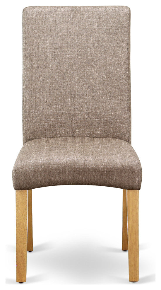 5Pc Square 36" Table, Four Parson Chair, Fabric- Dark Khaki Color