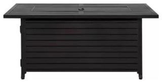 AZ Patio Heaters Black Mocha 54" Rectangular LP Fire Pit Table With Wind Guard