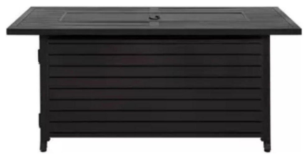 AZ Patio Heaters Black Mocha 54" Rectangular LP Fire Pit Table With Wind Guard