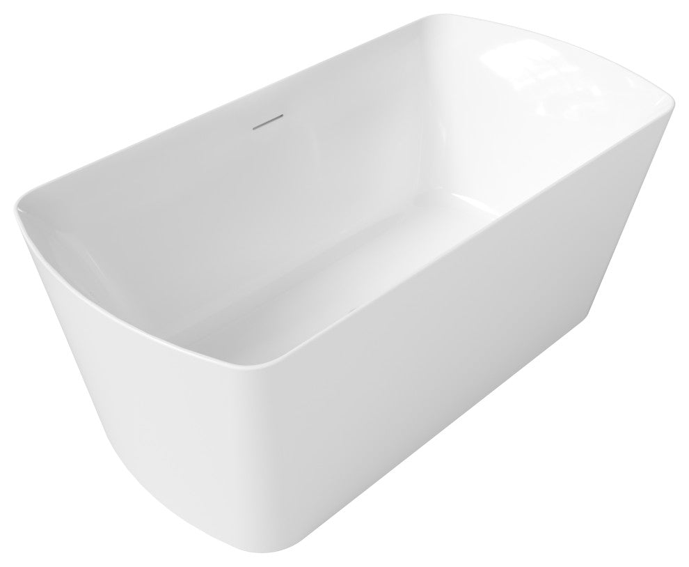 Perlato Bilbao Freestanding Soaking Tub, White, 59"